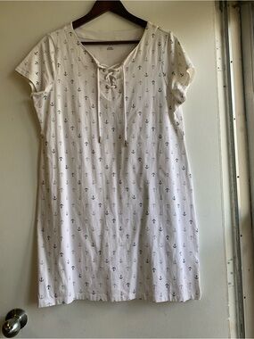 Tommy Hilfiger Size XL White Lace-Up Anchor Print Dress